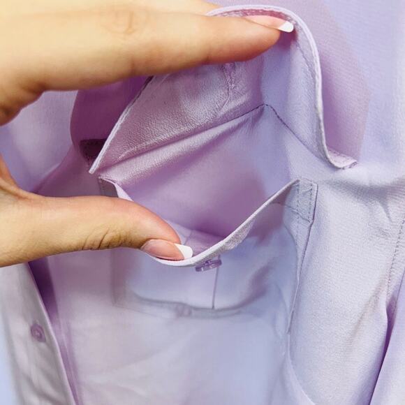 Talbots Women’s Button Down Blouse Shirt Size 8 in Purple Petite Long Sleeve - Picture 3 of 4